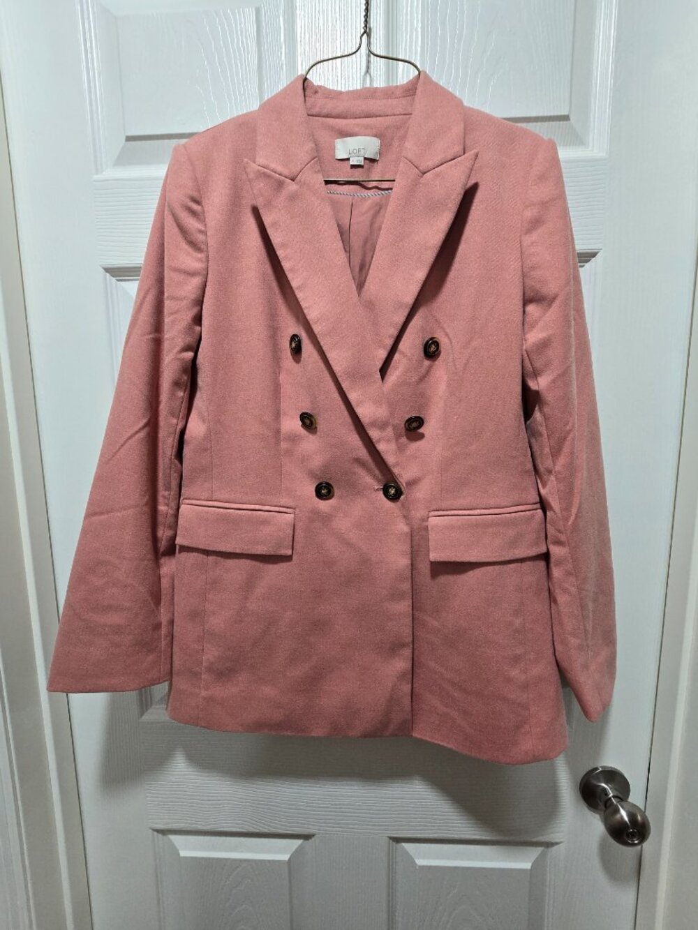 Loft Womens Blazer Jacket 4 Old Rose Preppy Double Breasted Academia Old Money